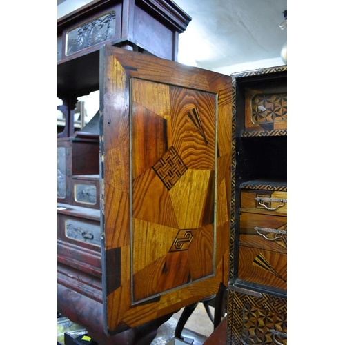 1443 - A good 19th century Japanese parquetry table cabinet, 62 x 54cm.