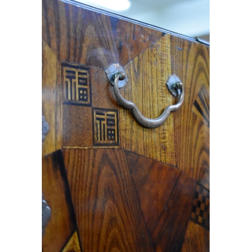 1443 - A good 19th century Japanese parquetry table cabinet, 62 x 54cm.