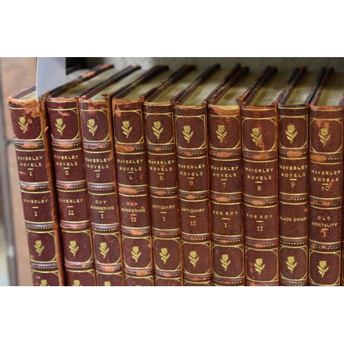 1455 - Forty-eight Waverley novels, half leather.