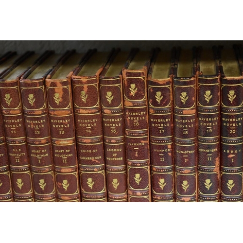 1455 - Forty-eight Waverley novels, half leather.