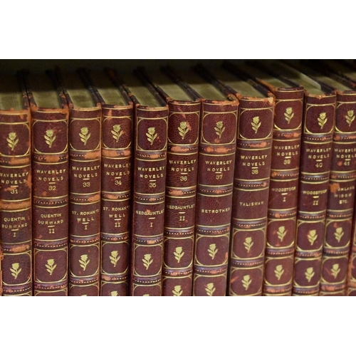 1455 - Forty-eight Waverley novels, half leather.