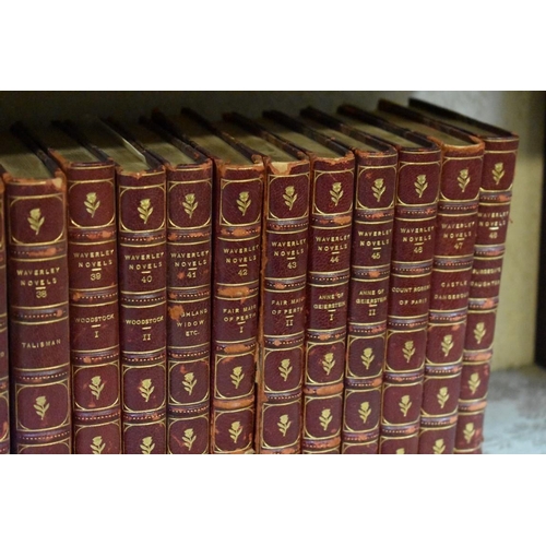 1455 - Forty-eight Waverley novels, half leather.