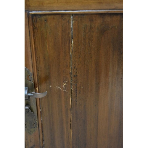 1460 - A pair of Chinese stained pine side cabinets, 75cm wide. 