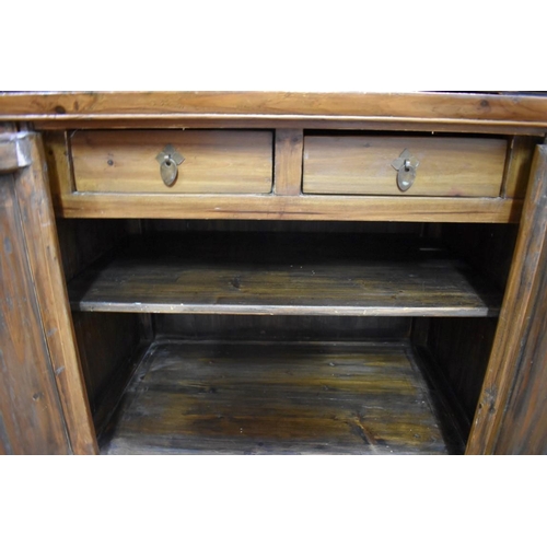 1460 - A pair of Chinese stained pine side cabinets, 75cm wide. 