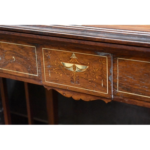 1475 - A late 19th century rosewood and marquetry rectangular card table, 76.5cm wide.... 