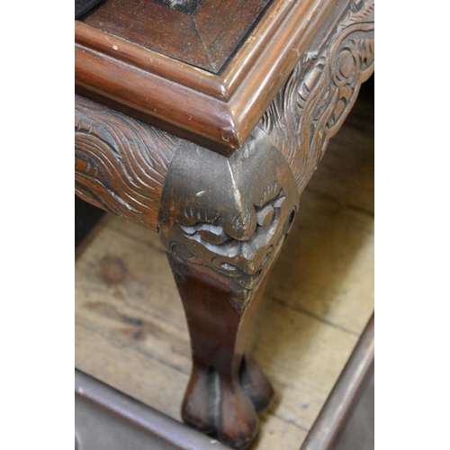 1476 - A Chinese carved hardwood occasional low coffee table, 94.5cm wide. 