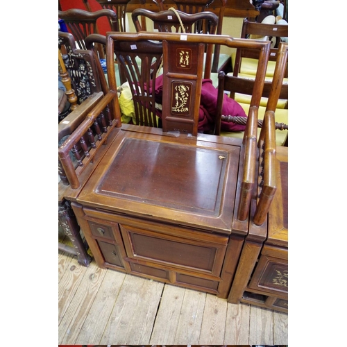 1488 - Two similar 19th century Chinese inlaid armchairs.  