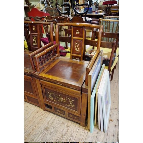 1488 - Two similar 19th century Chinese inlaid armchairs.  