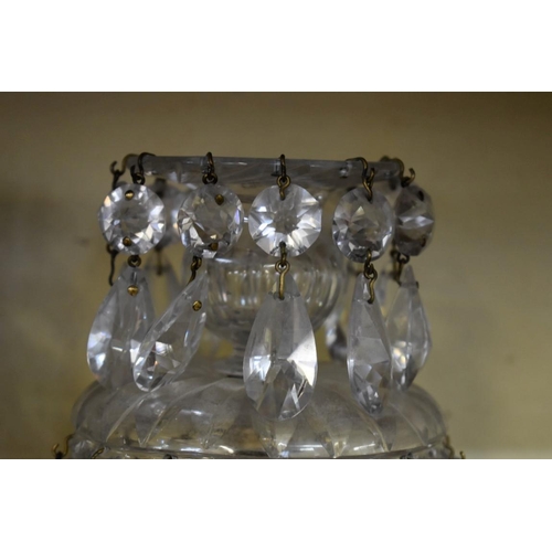 1633 - A pair of clear glass lustres, 27cm high. 