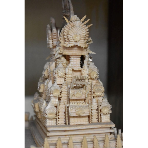 1657 - An antique balsa wood model of an Indian temple, 39.5cm wide.