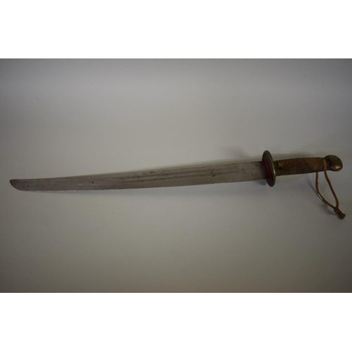 1684 - A Chinese Dao sword, having shagreen scabbard and brass mounts, 71cm.