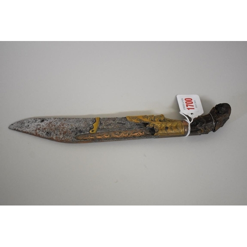 1700 - An 18th/19th century Ceylonese Kandyan knife, or ul-pihiya, 29cm, (no sheath).