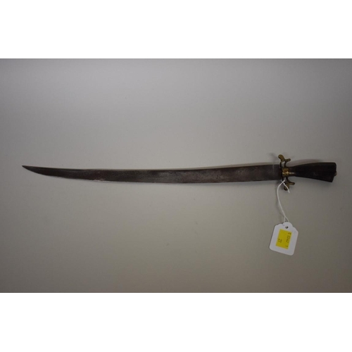 1733 - A 19th century Chinese short sword, having 38cm blade with scabbard.