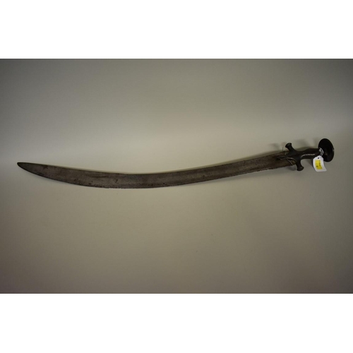 1742 - An antique Indo-Persian Tulwar sword, having 68cm blade, in later scabbard.