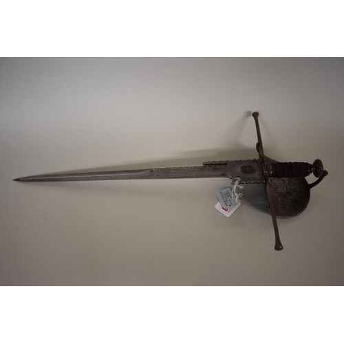 1743 - An antique Spanish main gauche parrying dagger, 45cm blade, no sheath.