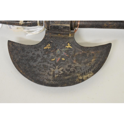 1746 - A 19th century Indian iron Tabar battle axe, 55cm.