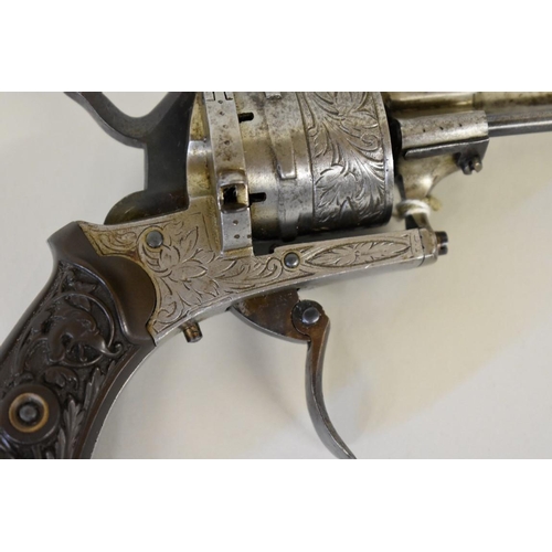 1865 - A 19th century Belgian ELG pin fire revolver.