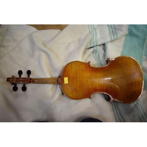 1872 - An old violin, with 14in two piece back.