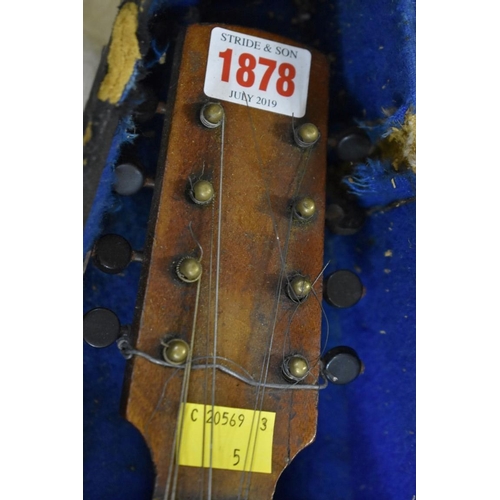 1878 - An old 8 string banjo mandolin, in case.