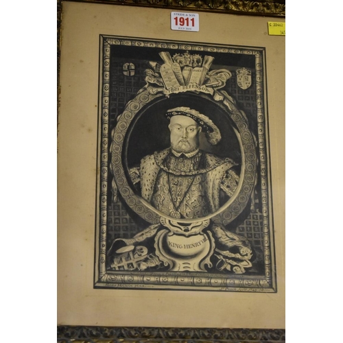 1911 - James Peack, after Hans Holbein, 'King Henry VIII', signed inscribed and dated 1749/50, India i... 