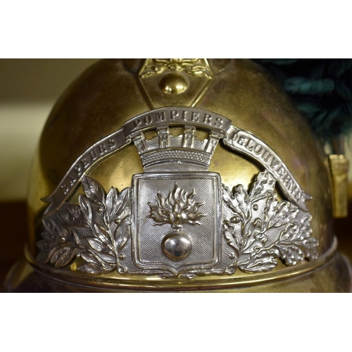 1918 - A vintage French firemans helmet, 'Sapeurs Pompiers de Louverne' North West France.... 