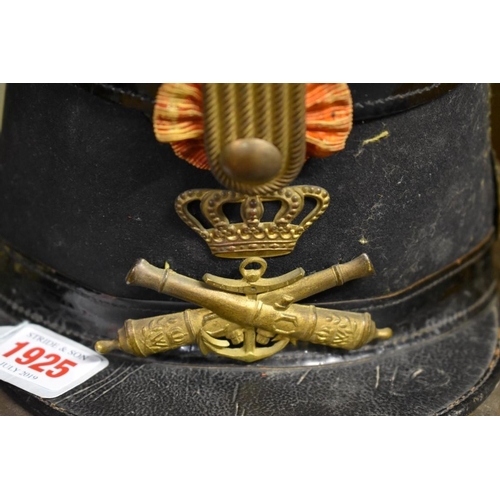 1925 - A Dutch Naval Artillery Officer's shako, 19th century, in tin.