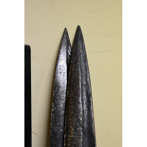 1989 - Two African tribal spears, largest 163cm.