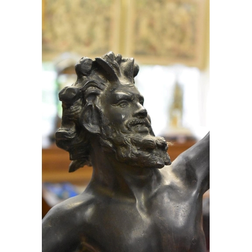 2043 - A large bronze satyr, 80.5cm high.