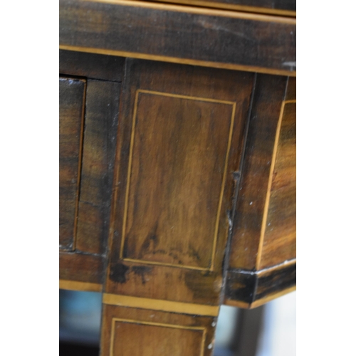 1445 - A George III mahogany and line inlaid tea table, 99cm wide. 