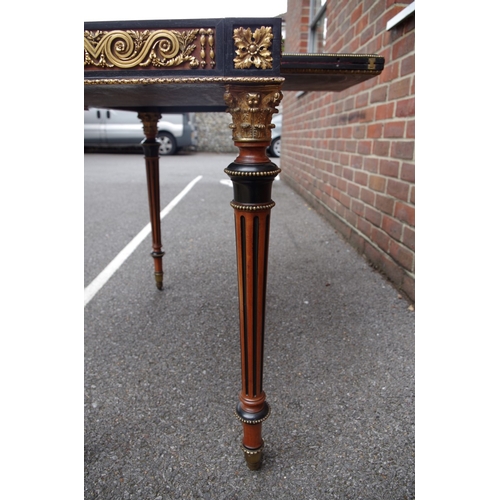 2021 - A good Victorian mahogany, satinwood, ebonized and gilt brass mounted rectangular card table, possib... 