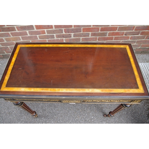 2021 - A good Victorian mahogany, satinwood, ebonized and gilt brass mounted rectangular card table, possib... 