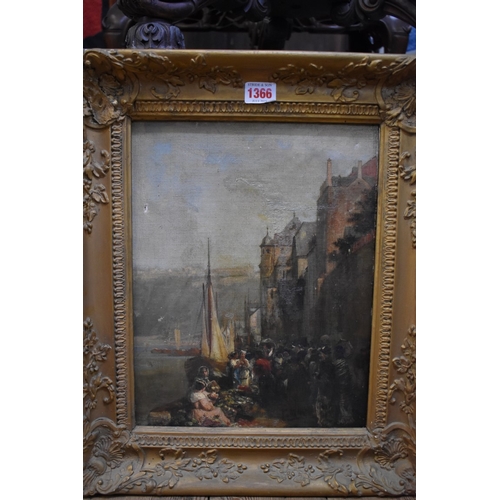 1366 - Jules Ruinart, 'A Flower Market', oil on canvas, 33 x 25.5cm.