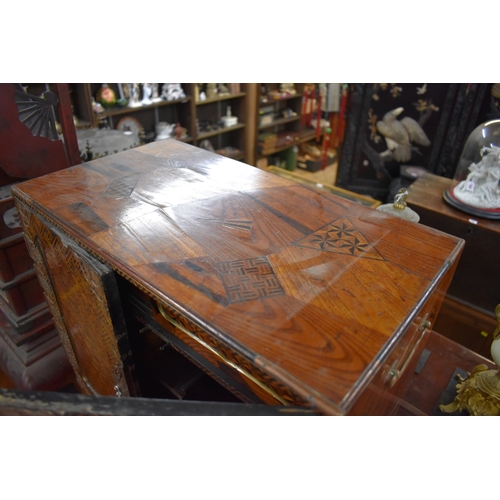 1443 - A good 19th century Japanese parquetry table cabinet, 62 x 54cm.