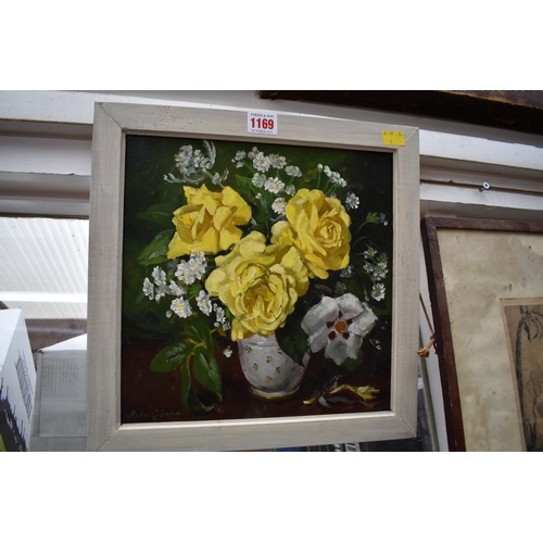 1169 - John Codner, 'Early Sumer Roses', signed, further inscribed and dated May '85 verso, oil on board, 3... 