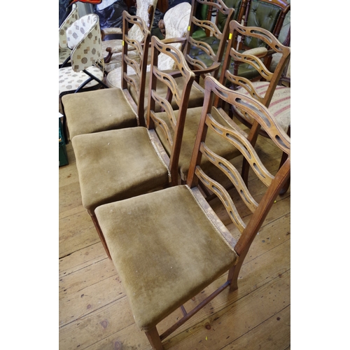 1368 - A set of six antique mahogany ladderback dining chairs, to include an elbow chair.