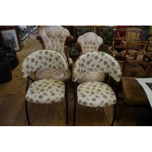 1370 - A pair of 1950s continental tubular steel and vinyl upholstered chairs. 