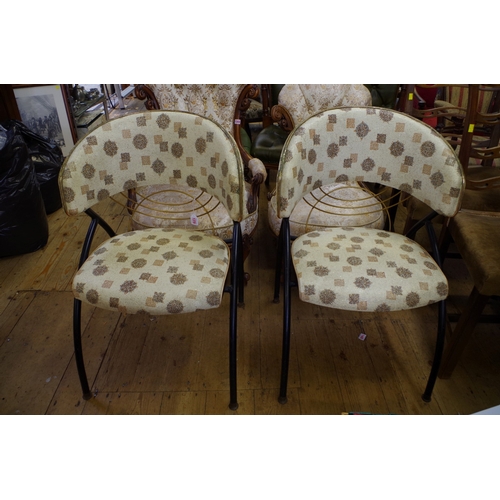 1370 - A pair of 1950s continental tubular steel and vinyl upholstered chairs. 