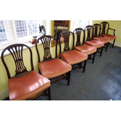 1375 - A set of eight antique mahogany dining chairs, to include a pair of elbow chairs. ... 