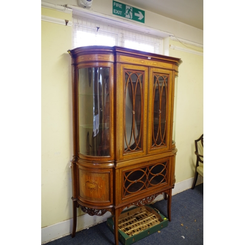 1376 - A late Victorian mahogany and inlaid display cabinet, in the manner of Edwards & Roberts, 141cm ... 