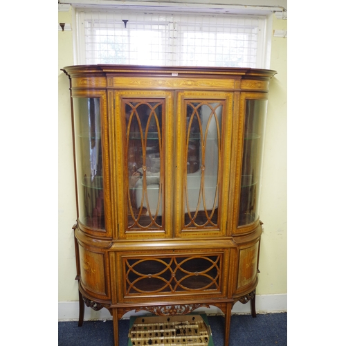 1376 - A late Victorian mahogany and inlaid display cabinet, in the manner of Edwards & Roberts, 141cm ... 