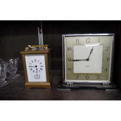 1398 - A 1977 Silver Jubilee brass carriage timepiece, height including handle 15cm; together with an Art D... 