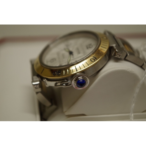 214 - A Cartier Pasha stainless steel and 18k gold automatic wristwatch, 38mm, ref: 2378, serial no. 84238... 