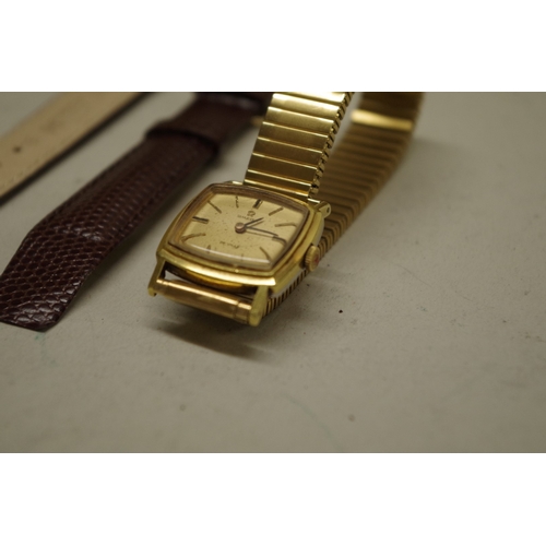 229 - An Omega De Ville gold plated manual wind ladies wristwatch, 23mm, ref: 620, with associated expandi... 