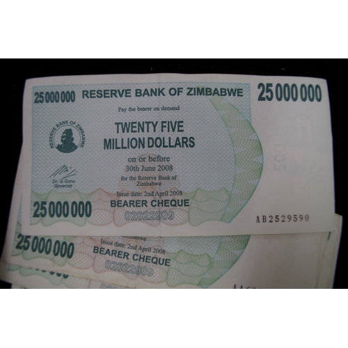 261 - Ten Zimbabwean 500 million dollar bank notes; together with seven 25 million examples.... 