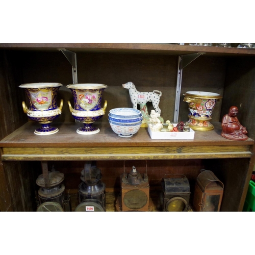 1489 - A mixed group of English and Continental pottery and porcelain; together with a small quantity of or... 