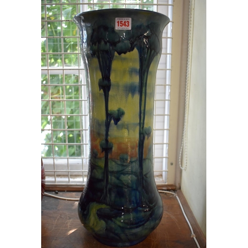 1543 - A very large and rare William Moorcroft 'Landscape' pattern vase, green painted signature, 54cm high... 