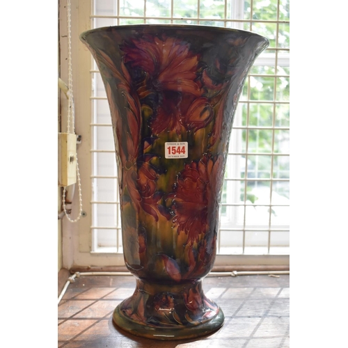 1544 - A large and impressive William Moorcroft 'Spanish' pattern pedestal vase, green painted signature, 4... 