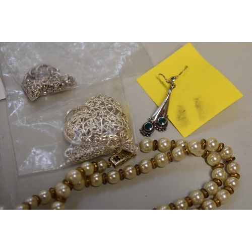 194 - A pearl necklace, the clasp stamped 375; together with a pair of 9ct gold pearl studs; and a quantit... 