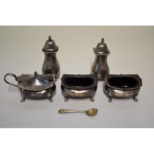 66 - A silver five piece cruet set, by William Suckling Ltd, Birmingham 1965, 342g.... 