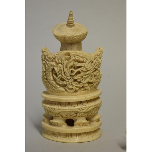 567 - A small group of Chinese and Japanese carved ivory, comprising: a seated figure, seal mark to base, ... 